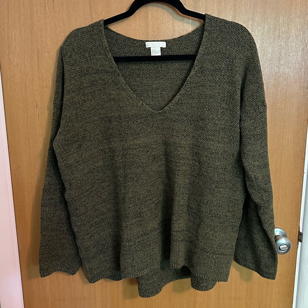 H&M Conscious Women's V-Neck Sweater - Olive Green
